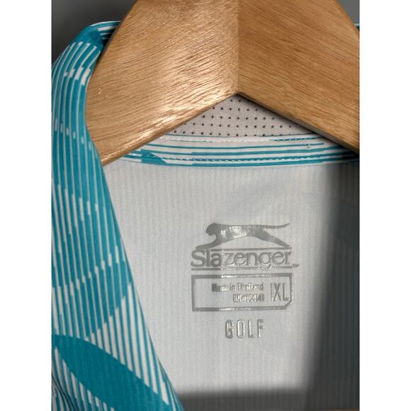 Slazenger XL Golf Sleeveless Polo‎ Top Blue/White
Leaf Print Zip Neck - Picture 3 of 5
